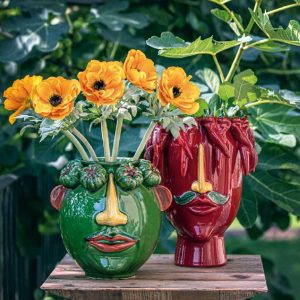 Face Red Vase