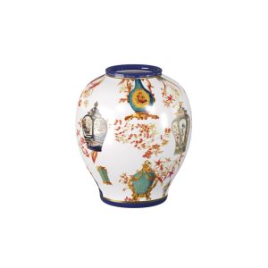 Vase White w/ blue Small
