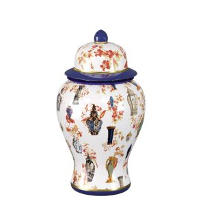 Jar White w/ Blue Medium