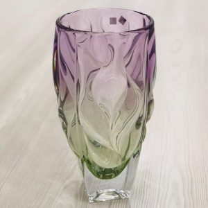 Vase Lead Crystal With Green,Purple Color