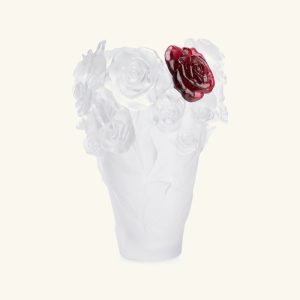 Daum White Vase Red Flower Big