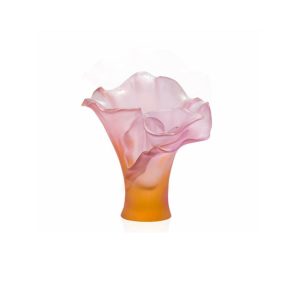 Daum Arum Rose Vase Amber Pink Small