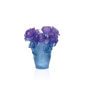 Daum Rose Vase Blue Small
