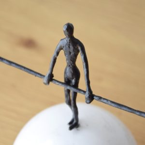 Sculpture Funambulist Metal And Marble