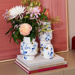 Vase Round Butterflies Medium