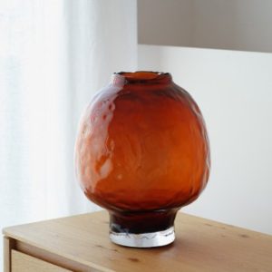 GLASS VASE AMBER COLOR LARGE
