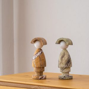 SCULPTURE DOLL MARBLE GREEN WHITE