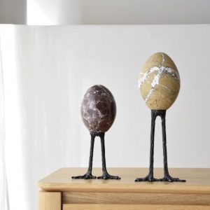 Egg Sculpture Marble And Metal