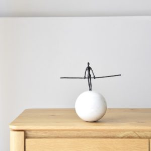 Sculpture Funambulist Metal And Marble