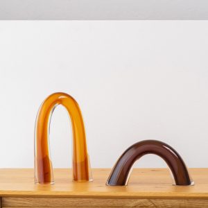 Set of 2 Glass Decorative Pink&Amber