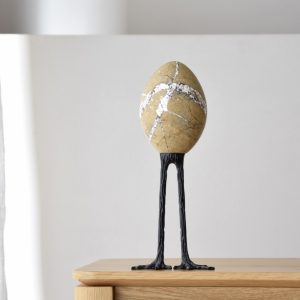 Egg Sculpture Marble And Metal