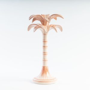 Ceramic Palm Candle Holder Pink Large
