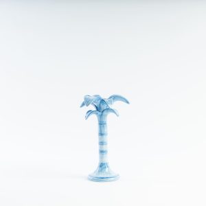 Ceramic Palm Candle Holder Blue Medium