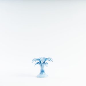 Ceramic Palm Candle Holder Blue Small