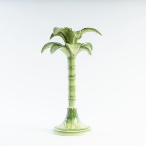 Ceramic Palm Candle Holder Green Large