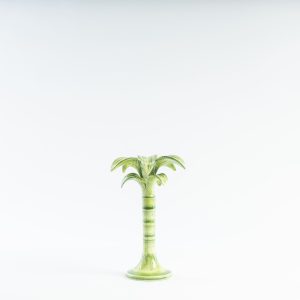 Ceramic Palm Candle Holder Green Small