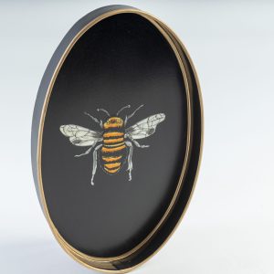 Fauna Hand Painted Iron Tray Black Bee
