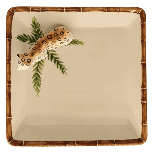Bamboo And Leopard Ceramic Tray Brown