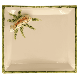 Bamboo And Leopard Ceramic Tray Green