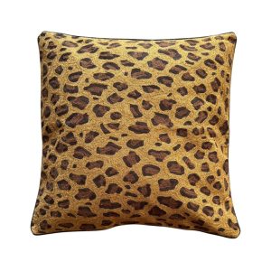 Embroidered Linen Cushion Leopard