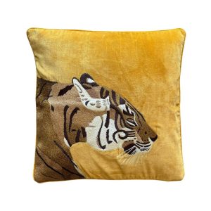 Embroidered Cotton Cushion Tiger