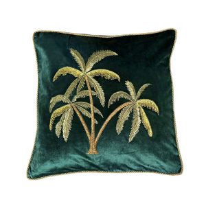 Embroidered Cotton Cushion Palms