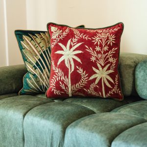 Embroidered Velvet Cushion palms