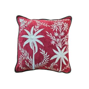Embroidered Velvet Cushion palms