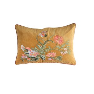 Embroidered Velvet Cushion Flowers