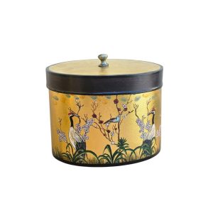 Hand Painted Gold Iron Box With Lid Small
