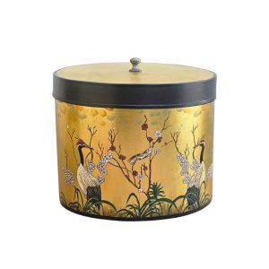 Hand Painted Gold Iron Box With Lid Large
