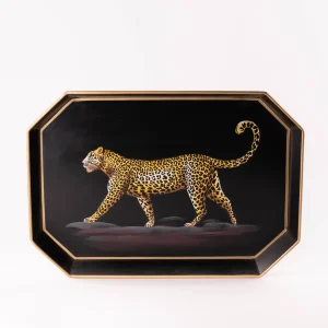 Flora Hand Painted Iron Tray Leopard