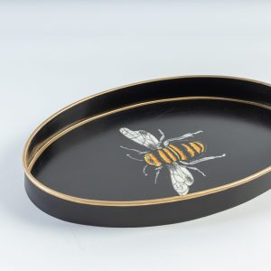 Fauna Hand Painted Iron Tray Black Bee