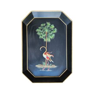 Hand Painted Iron Tray Flamingo