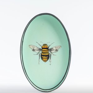 Fauna Hand Painted Iron Tray Aquamarine Bee