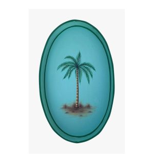 Hand Painted Iron Tray Green Palm