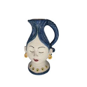 Hand Painted Ceramic Jug Blue Hair