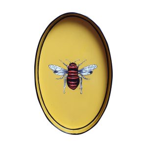 Fauna Hand Painted Iron Tray Yellow Bee