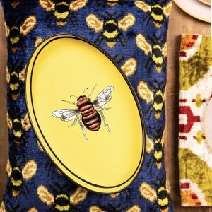Fauna Hand Painted Iron Tray Yellow Bee